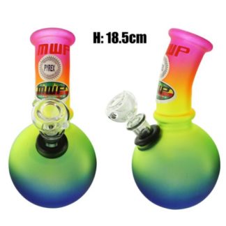 18.5 mwp bent glass bubble bong with rainbow color design