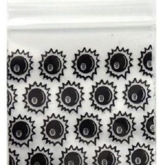 Bulk Buy 100 Zip Lock Resealable Satchel Bags Black Happy Herb 25mm x 25mm 