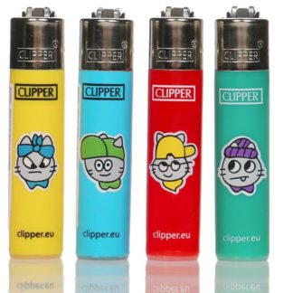 4 micro refillable clipper lighter with urban cats design