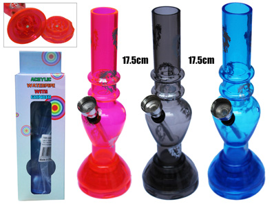 PB110 17.5cm Acrylic Water Pipe With Built In Grinder