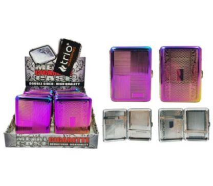cig479 metal cigarette case holds 16 cigs rainbow