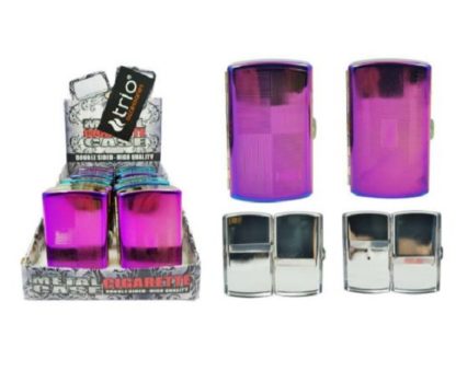 cig480 metal cigarette case holds 12 cigs rainbow
