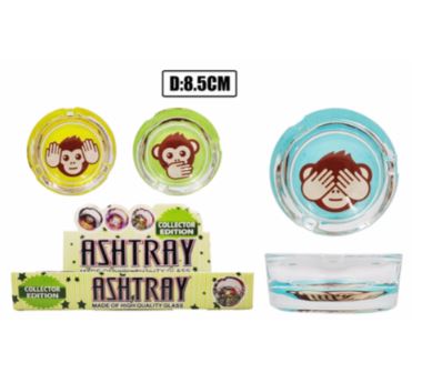 ash145 emoji monkey glass ashtray