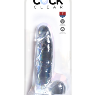 KING COCK 7 in. with Balls Clear REALISTIC DILDO