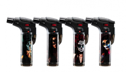 Home Master 4PK Blow Torch Jet Gas Lighter Refillable Masked Lady