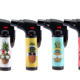 Home Master® 4PCE Blow Torch Lighter Refillable Safety Lock Pineapple Designs