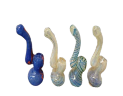 GLASS SMOKING BUBBLER PACK OF 4 ASSORTED