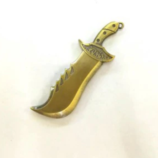Sword Push Down Lighter Lid Bronze and Gold Keychain