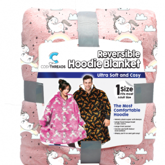 Cozy Threads Reversible Cuddle Hoodie Blanket – Unicorn