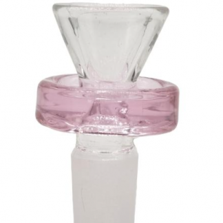 Pink Ring Glass Cone Piece 14mm t1097