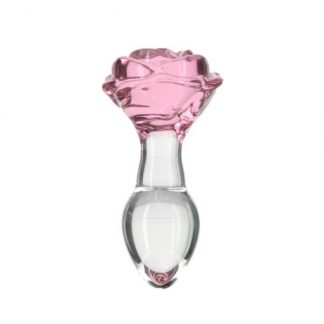 Pillow Talk Rosy Luxurious Glass Anal Plug w Clear Gem 38016