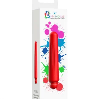 LUM011RED-Delia – ABS Bullet With Silicone Sleeve – 10-Speeds – Red