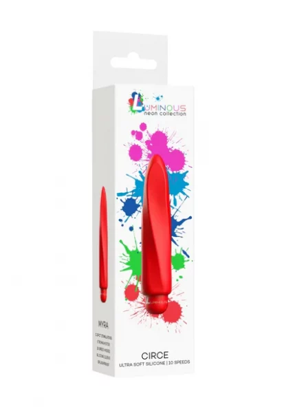 LUM016RED-Myra – ABS Bullet With Silicone Sleeve – 10-Speeds – Red