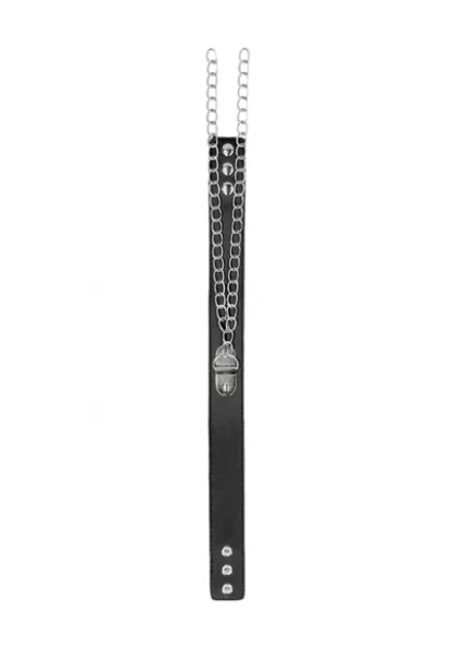 OU670BLK-Bonded Leather Collar With Hand Cuffs – With Adjustable Straps and chain7