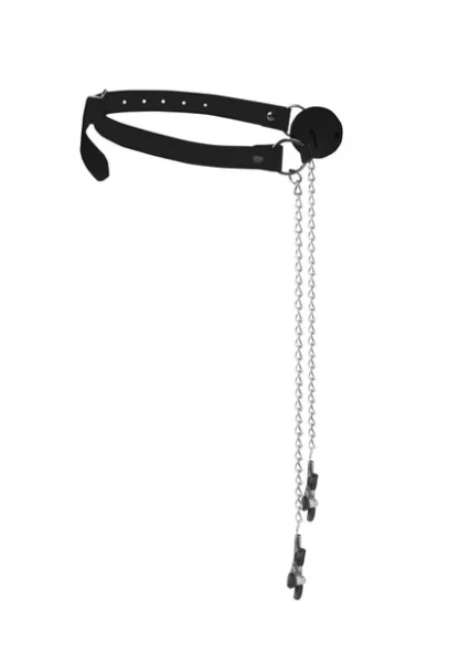 OU680BLK-Breathable Ball Gag With Nipple Clamps5