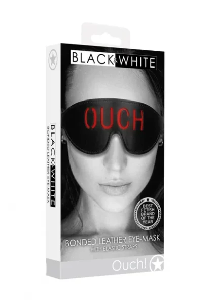 OU688BLK-Bonded Leather Eye-Mask Ouch – With Elastic Straps